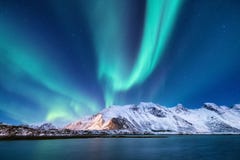 Northen Light Above Mountains In The Norway Stock Photography