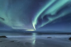 Northen Light Above Ocean In The Norway Stock Image