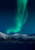 Northern lights above the Town of Narvik in Norway in winter