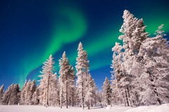 Northern lights, Aurora Borealis in Lapland Finland