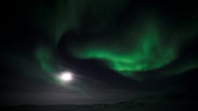 Northern Lights with moon