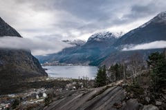 Norway fjord winter mountains Odda royalty free stock images Norway fjord winter mountains Odda royalty free stock images