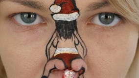 Nose dance. Funny video of a dancing girl on her nose. Young girl with body art on her face. Nose dance. Funny video of a dancing girl on her nose. Makeup for Nose dance. Funny video of a dancing girl on her nose. Young girl with body art on her face. Nose dance. Funny video of a dancing girl on her nose. Makeup for