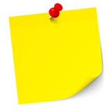 Note collante jaune simple avec le Pin rouge illustration stock Note collante jaune simple avec le Pin rouge illustration stock