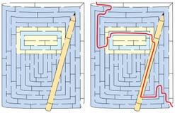 Notizbuch- und Bleistiftlabyrinth Lizenzfreies Stockbild Notizbuch- und Bleistiftlabyrinth Lizenzfreies Stockbild