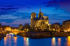 Notre Dame Cathedral At Night In Paris France Stock Photo Notre Dame Cathedral At Night In Paris France Stock Photo