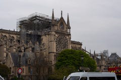 Notre-Dame Rose Window After Fire stock image Notre-Dame Rose Window After Fire stock image