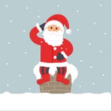 Notte di Natale Santa Claus divertente sveglia che si siede sul camino illustrazione di stock Notte di Natale Santa Claus divertente sveglia che si siede sul camino illustrazione di stock