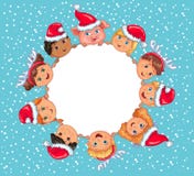 Nouvelle année de bannière vide ronde mignonne d'enfants du porc 2019 illustration libre de droits Nouvelle année de bannière vide ronde mignonne d'enfants du porc 2019 illustration libre de droits