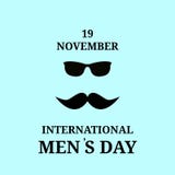 19. November Glücklicher internationaler Tag von Männern Schwarzer Schnurrbart und Gläser, Vektor, lokalisiert, lizenzfreie abbildung 19. November Glücklicher internationaler Tag von Männern Schwarzer Schnurrbart und Gläser, Vektor, lokalisiert, lizenzfreie abbildung