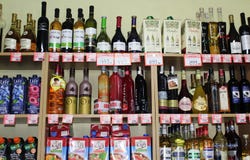 Novi Sad, Serbia, 06.02.2018 alcoholic beverages on the shelf. Novi Sad, Serbia, 06.02.2018 alcoholic beverages and soft drinks on the shelf with prices royalty free stock photos Novi Sad, Serbia, 06.02.2018 alcoholic beverages on the shelf. Novi Sad, Serbia, 06.02.2018 alcoholic beverages and soft drinks on the shelf with prices royalty free stock photos