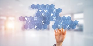 Nowatorskie technologie dla nauki i medycyny w użyciu kobieta naukowem lub lekarką royalty ilustracja Nowatorskie technologie dla nauki i medycyny w użyciu kobieta naukowem lub lekarką royalty ilustracja
