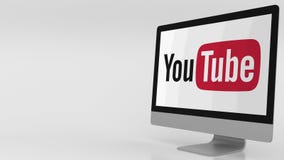 Nowożytny ekran komputerowy z Youtube logem 4K redakcyjna klamerka royalty ilustracja Nowożytny ekran komputerowy z Youtube logem 4K redakcyjna klamerka royalty ilustracja