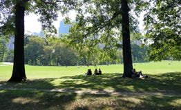 NOWY JORK STANY ZJEDNOCZONE, SIERPIEŃ, - 25th, 2016: Ludzie relaksuje w central park na pięknym letnim dniu w Nowy Jork obrazy stock NOWY JORK STANY ZJEDNOCZONE, SIERPIEŃ, - 25th, 2016: Ludzie relaksuje w central park na pięknym letnim dniu w Nowy Jork obrazy stock
