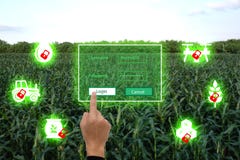 Nternet концепции thingsagriculture, умного сельского хозяйства, промышленного земледелия Польза фермера палец открывает ключ и д стоковая фотография Nternet концепции thingsagriculture, умного сельского хозяйства, промышленного земледелия Польза фермера палец открывает ключ и д стоковая фотография