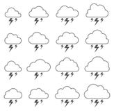 Nube y relámpago, tormenta en el fondo blanco stock de ilustración Nube y relámpago, tormenta en el fondo blanco stock de ilustración