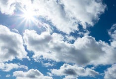 Nubes cielo azul y sol