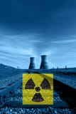 Nuclear Reactor Cooling Towers, Radiation Hazard Symbol Royalty Free Stock Photo Nuclear Reactor Cooling Towers, Radiation Hazard Symbol Royalty Free Stock Photo