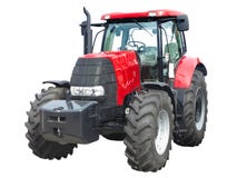Nuevo tractor potente rojo aislado sobre blanco imagen de archivo libre de regalías Nuevo tractor potente rojo aislado sobre blanco imagen de archivo libre de regalías