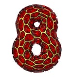 Number 8 eight made of golden shining metallic 3D with red glass isolated on white background. stock illustration Number 8 eight made of golden shining metallic 3D with red glass isolated on white background. stock illustration