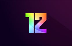 12 number rainbow colored logo icon design. 12 number logo icon design with rainbow color and purple black background royalty free illustration 12 number rainbow colored logo icon design. 12 number logo icon design with rainbow color and purple black background royalty free illustration