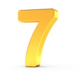 The number seven as a polished golden object with clipping path Stock Images The number seven as a polished golden object with clipping path Stock Images