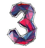 Number 3 three in low poly style red color isolated on white background. 3d Stock Image Number 3 three in low poly style red color isolated on white background. 3d Stock Image