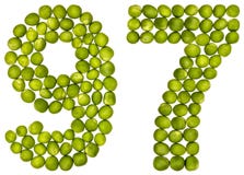 Numero arabo 97, novantasette, dai piselli, isolati su wh Fotografia Stock Numero arabo 97, novantasette, dai piselli, isolati su wh Fotografia Stock