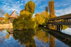 Nuremberg-Germany-river Pegnitz-autumn colors royalty free stock images Nuremberg-Germany-river Pegnitz-autumn colors royalty free stock images