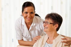 Nurse in aged care for the elderly in nursing