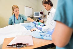 Nurse Assisting Doctor In Stitching Wound On royalty free stock images Nurse Assisting Doctor In Stitching Wound On royalty free stock images
