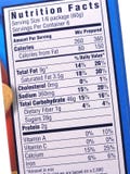 Nutrition label on blue