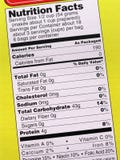 Nutrition label on yellow