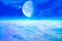 Nuvens e céu dramáticos da noite com grande Lua cheia ilustração royalty free Nuvens e céu dramáticos da noite com grande Lua cheia ilustração royalty free