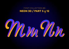 Néon 3D composé avec des formes arrondies Ensemble de police de lettres peintes Illustration Stock Néon 3D composé avec des formes arrondies Ensemble de police de lettres peintes Illustration Stock