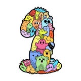 Números garabateados dibujados mano de los niños Números monstred lindos, símbolos de la matemáticas stock de ilustración Números garabateados dibujados mano de los niños Números monstred lindos, símbolos de la matemáticas stock de ilustración