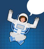 O astronauta medita em um estilo do pop art Bolha para o texto ZEN e ilustração do vetor O astronauta medita em um estilo do pop art Bolha para o texto ZEN e ilustração do vetor