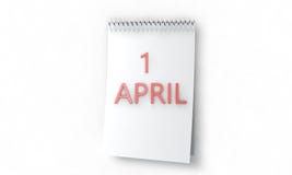 O calendário do conceito do 1º de abril, 3d rende ilustração stock O calendário do conceito do 1º de abril, 3d rende ilustração stock
