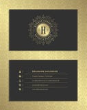 O cartão luxuoso e o vintage dourado ornament o molde do vetor do logotipo ilustração stock O cartão luxuoso e o vintage dourado ornament o molde do vetor do logotipo ilustração stock