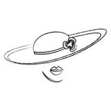 O chapéu elegante das mulheres com curva para senhoras e bordos ilustração stock O chapéu elegante das mulheres com curva para senhoras e bordos ilustração stock
