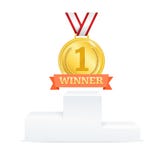 O conceito do vencedor com 3d realístico detalhou a medalha dourada Vetor ilustração royalty free O conceito do vencedor com 3d realístico detalhou a medalha dourada Vetor ilustração royalty free