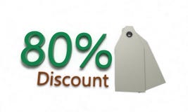 O disconto %80 no branco, 3d rende ilustração stock O disconto %80 no branco, 3d rende ilustração stock