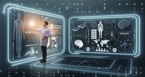 O doutor do homem no conceito médico da medicina futurista imagens de stock O doutor do homem no conceito médico da medicina futurista imagens de stock