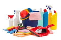 O equipamento da limpeza da primavera com escova e rodo de borracha da cubeta incluided imagem de stock O equipamento da limpeza da primavera com escova e rodo de borracha da cubeta incluided imagem de stock
