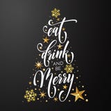 O Feliz Natal come o fundo dourado do ano novo da decoração do vetor do cartão do cartaz da bebida ilustração royalty free O Feliz Natal come o fundo dourado do ano novo da decoração do vetor do cartão do cartaz da bebida ilustração royalty free