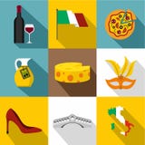 O feriado em ícones de Itália ajustou-se, estilo liso ilustração do vetor O feriado em ícones de Itália ajustou-se, estilo liso ilustração do vetor