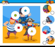 O fósforo remenda o jogo do enigma com piratas ilustração do vetor O fósforo remenda o jogo do enigma com piratas ilustração do vetor