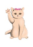 O gato diz olá! Cumprimentos a todos os usuários Quer todo o melhor ilustração stock O gato diz olá! Cumprimentos a todos os usuários Quer todo o melhor ilustração stock