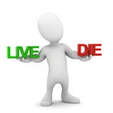 o homem 3d pequeno equilibra a vida e a morte ilustração royalty free o homem 3d pequeno equilibra a vida e a morte ilustração royalty free