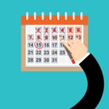 O homem de negócios entrega a marca no calendário, VETOR ilustração do vetor O homem de negócios entrega a marca no calendário, VETOR ilustração do vetor